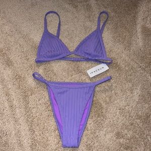 LA hearts Purple Purple Purple bikini set matching top and bottom